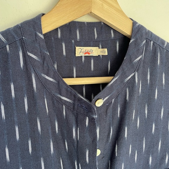 Faherty Saylor Midnight Ikat Button Up Sleeveless Drawstring Dress - XS - Picture 4 of 10